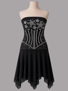 Vintage My Michelle Studded Handkerchief Hem Dress